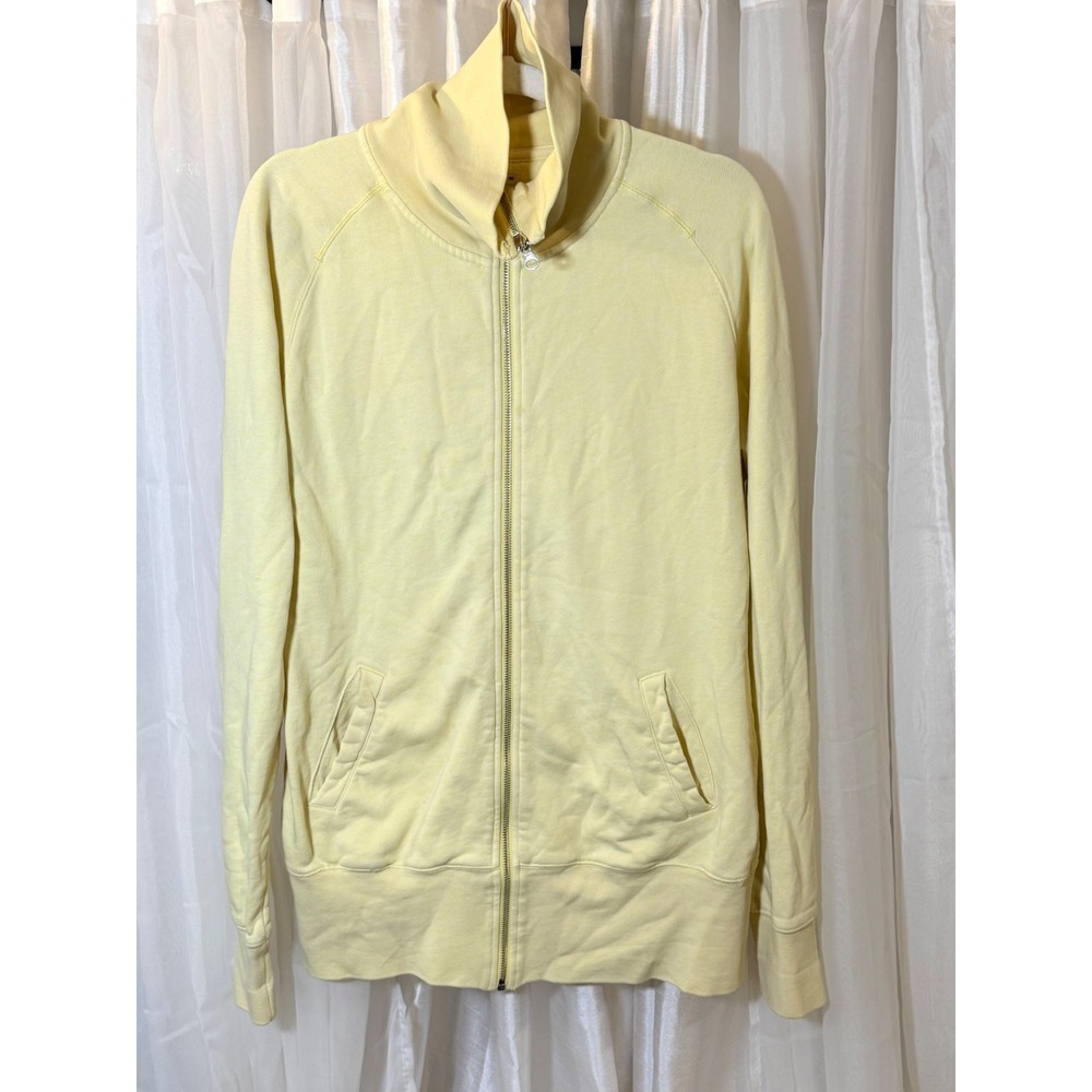 TNA Aritzia Full Zip Sweatshirt Womens Medium Yellow Funnel Neck Raglan Jacket